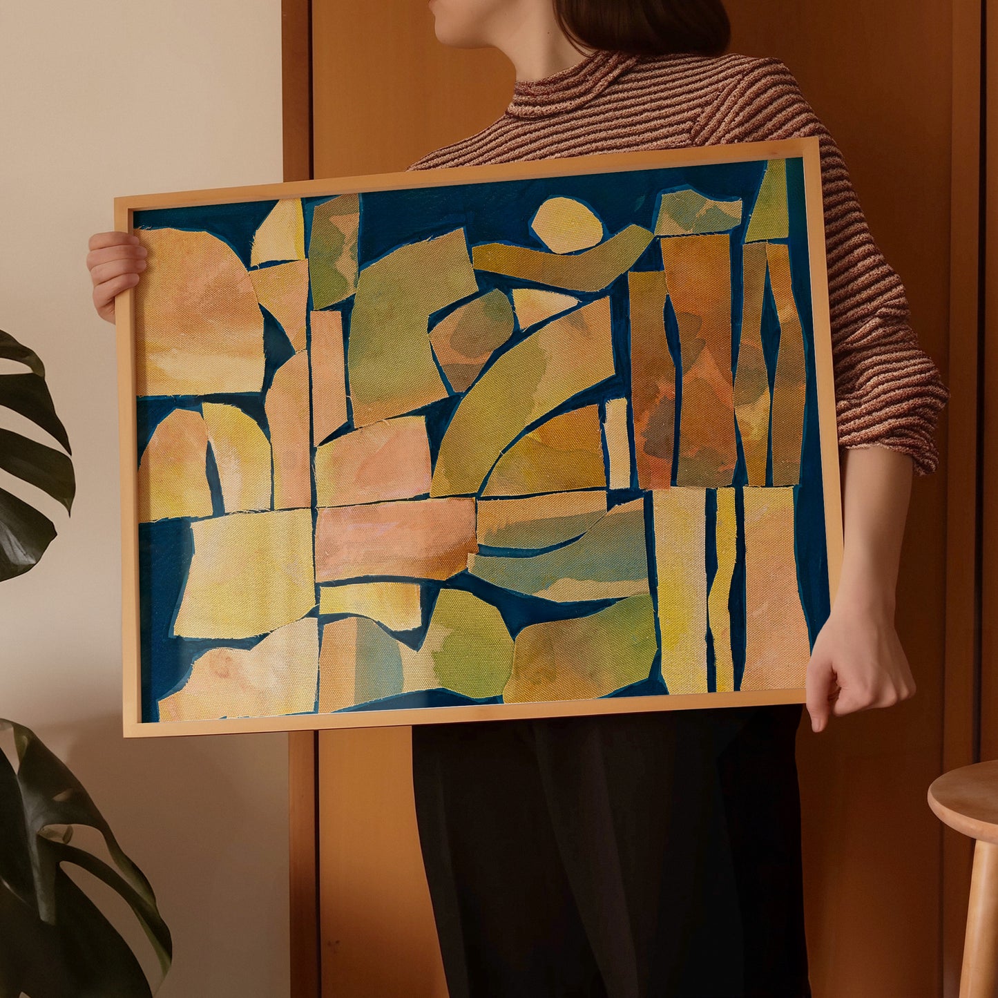 Modern Abstract Art Print – Navy Wall Art With Organic Shapes & Midcentury Modern Style