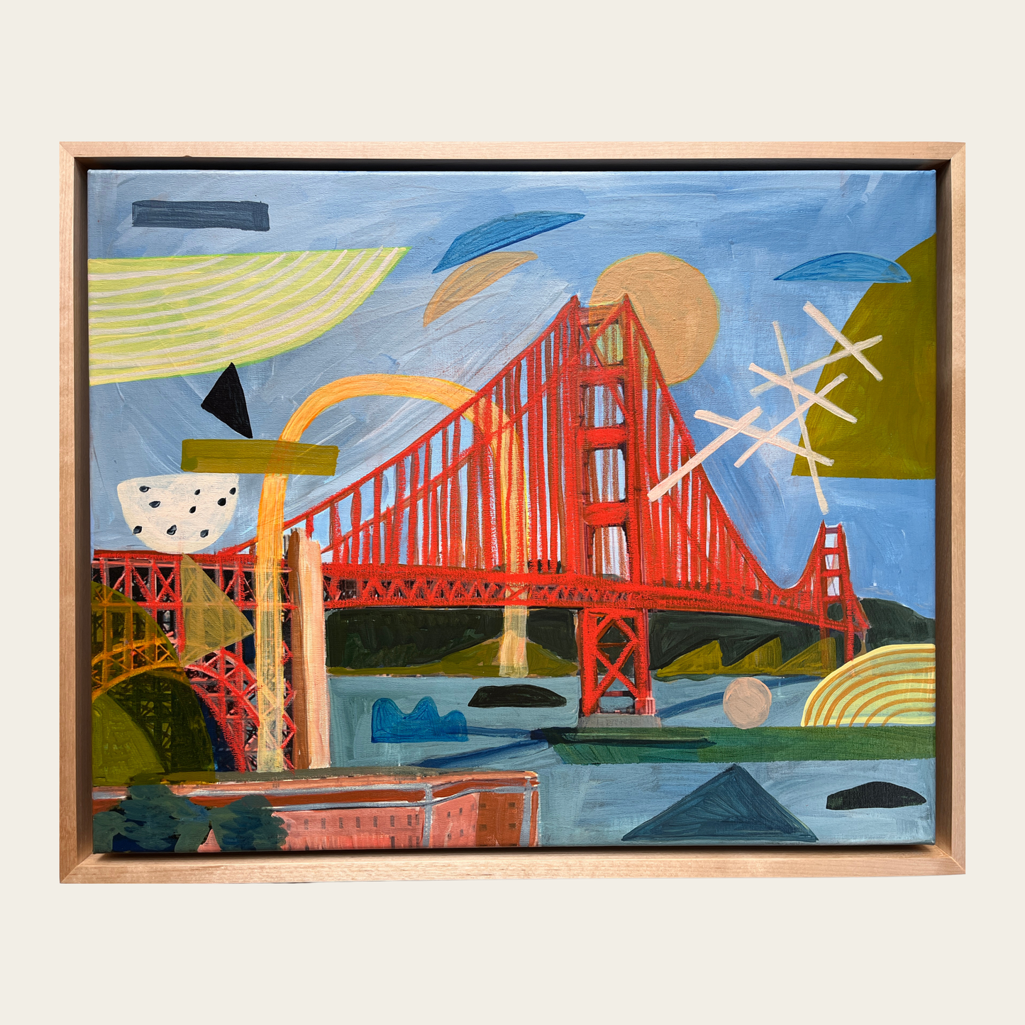 San Francisco Golden Gate Bridge - Acrylic on Canvas Original Artwork - 16x20" Framed