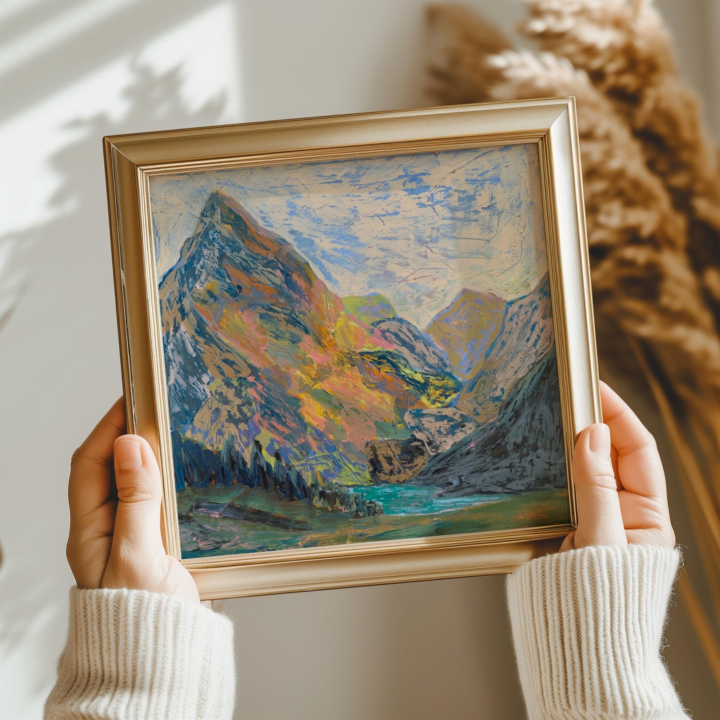 Glacier National Park Oil Pastel Acrylic | Fine Art Print | Nature Inspired Wall Decor | Western Landscape Gift | Large Boho Canvas