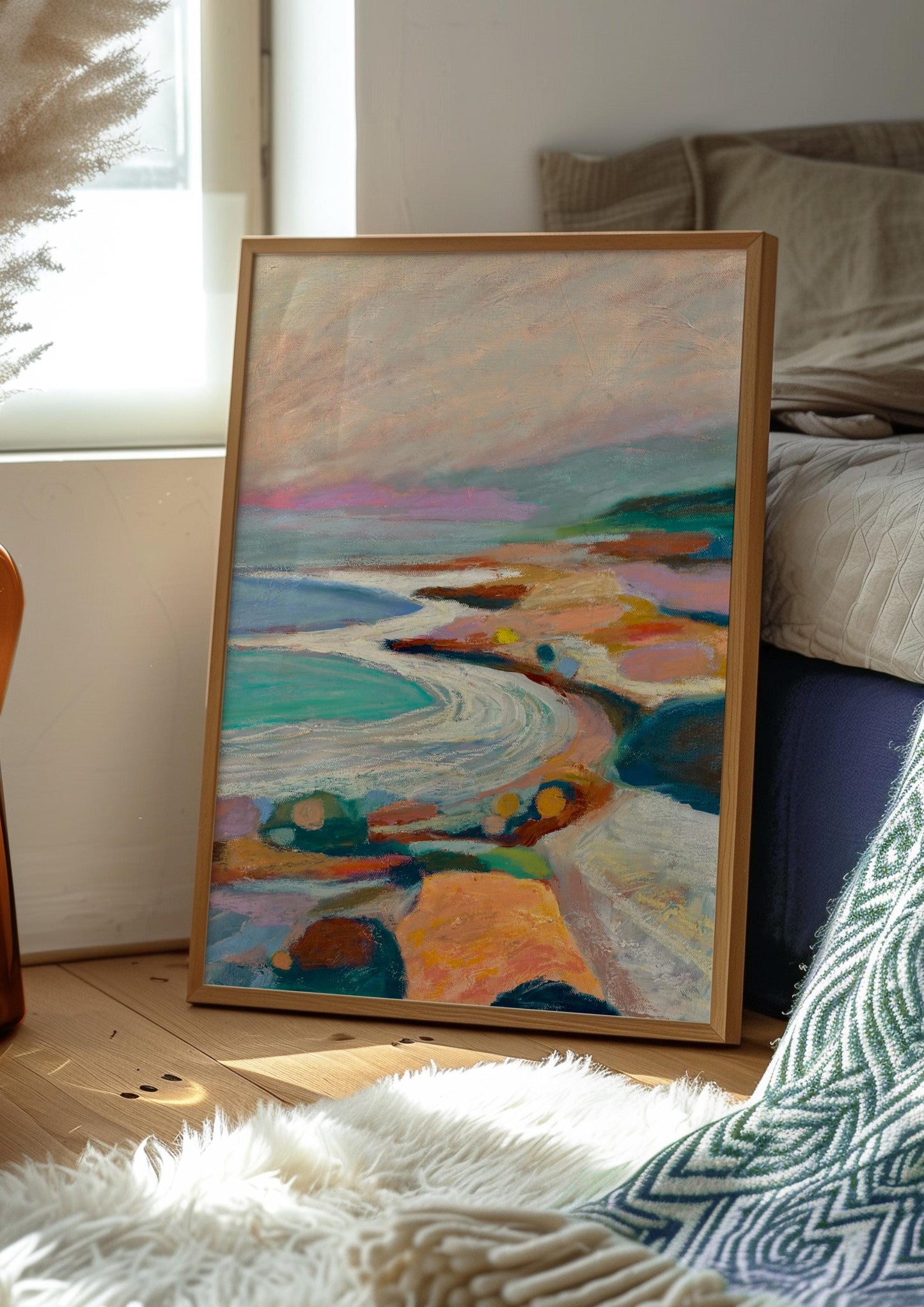 Santa Barbara Coastline | California Oil Pastel Print | Fine Art Wall Décor | Coastal Landscape Gift | Boho Beach Home