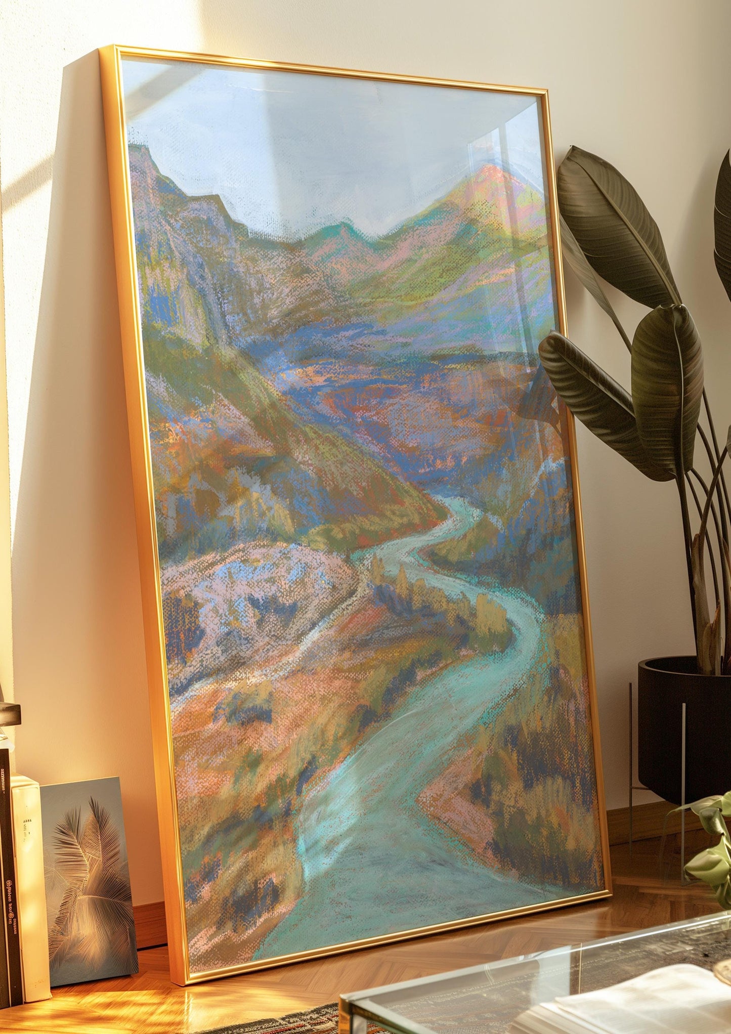 Durango Colorado San Juan Mountains Animas River Oil Pastel Giclee Canvas Print | Terra Cotta Western Desert Landscape Wall Art Original