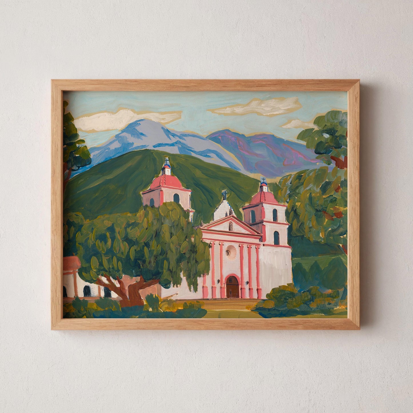 Santa Barbara Mission Print | Vintage California Architecture Poster