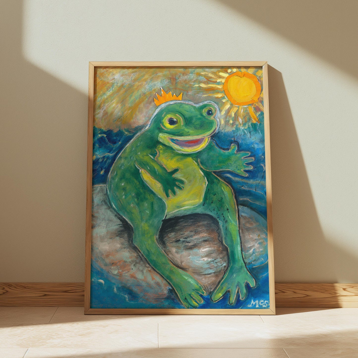 GUEST ARTIST | Frog Crown Prince Original Oil Painting Poster | Kids Bedroom Playroom Decor | Whimsical Nursery Wall Art