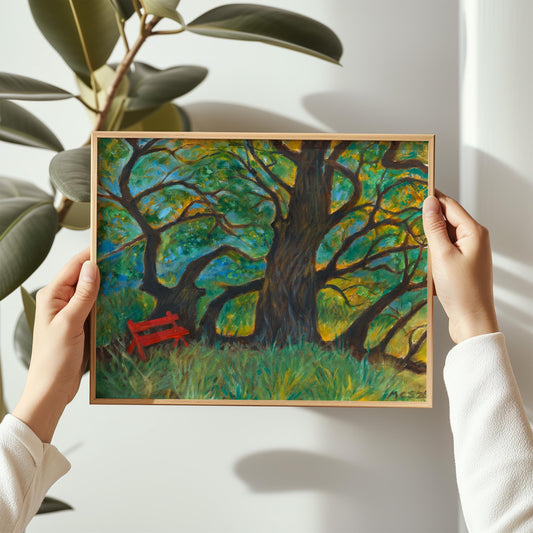 GUEST ARTIST: Live Oak Tree San Marcos Texas | Oil Painting Fine Art Print | Nature Inspired Wall Decor | Western Boho Landscape