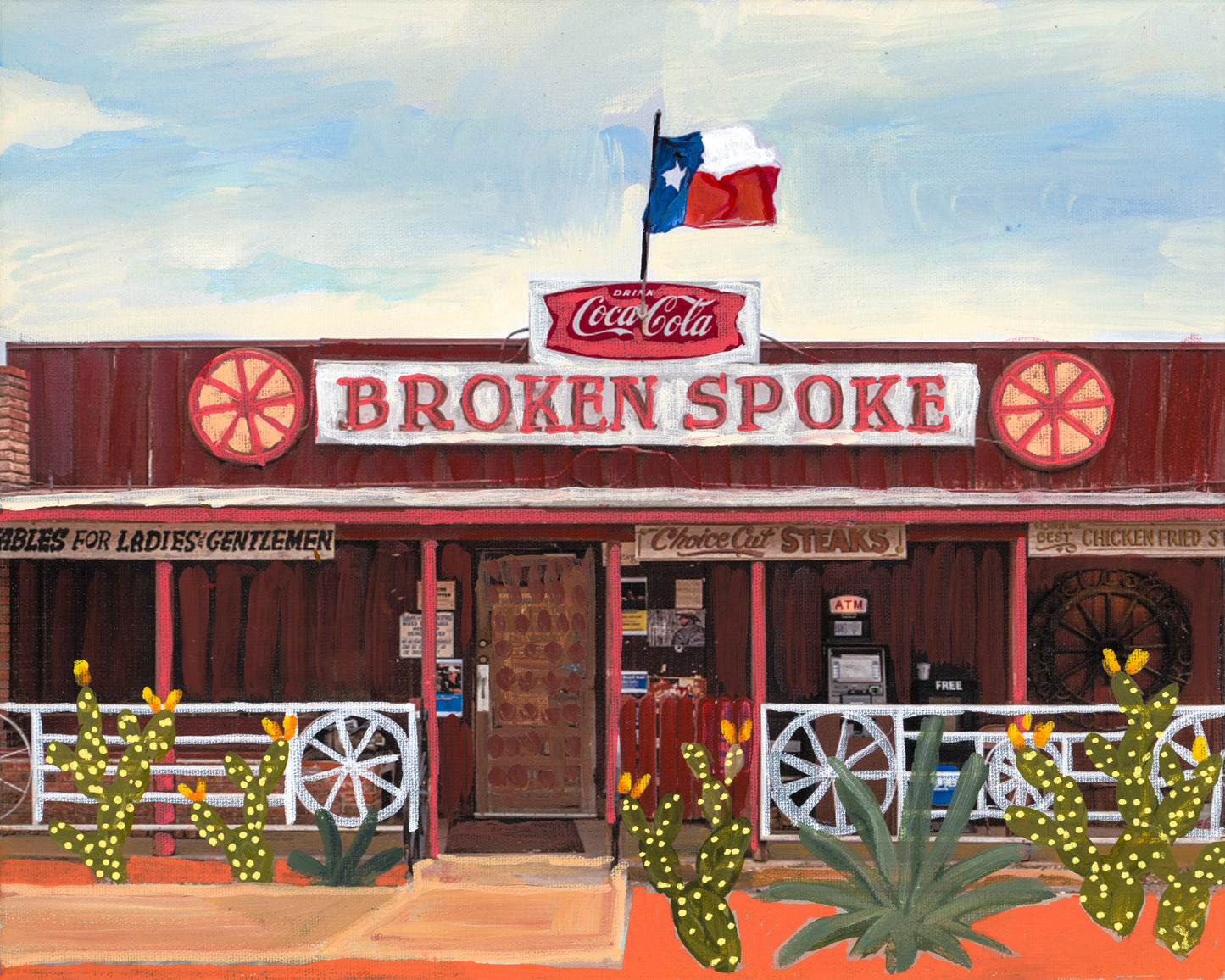 Broken Spoke Austin Texas Original Artwork - Framed, 8x10"