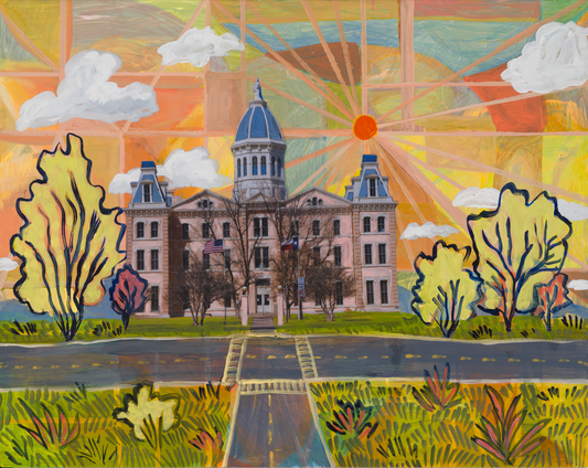 Presidio County Courthouse Marfa Texas Original Artwork - 18x24"