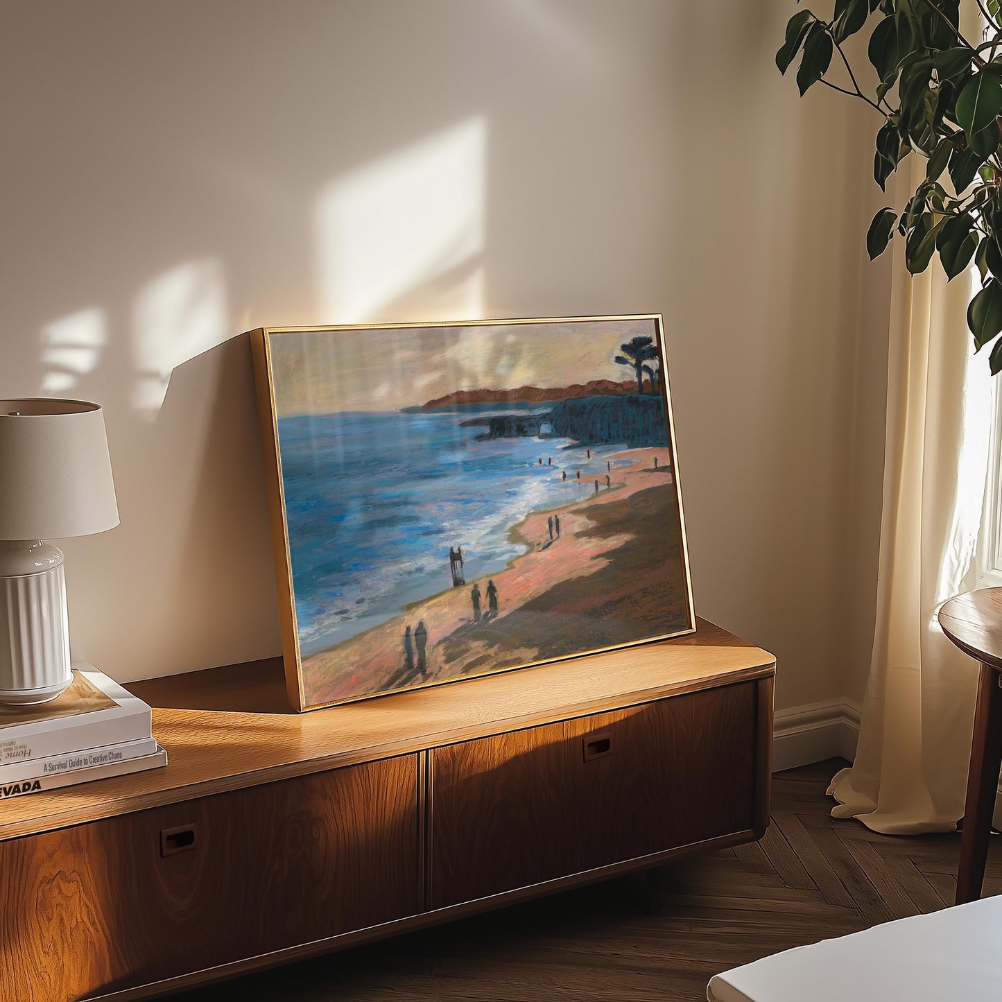 Santa Cruz Ocean Bluff Print | Mid-Century Modern Coastal Art