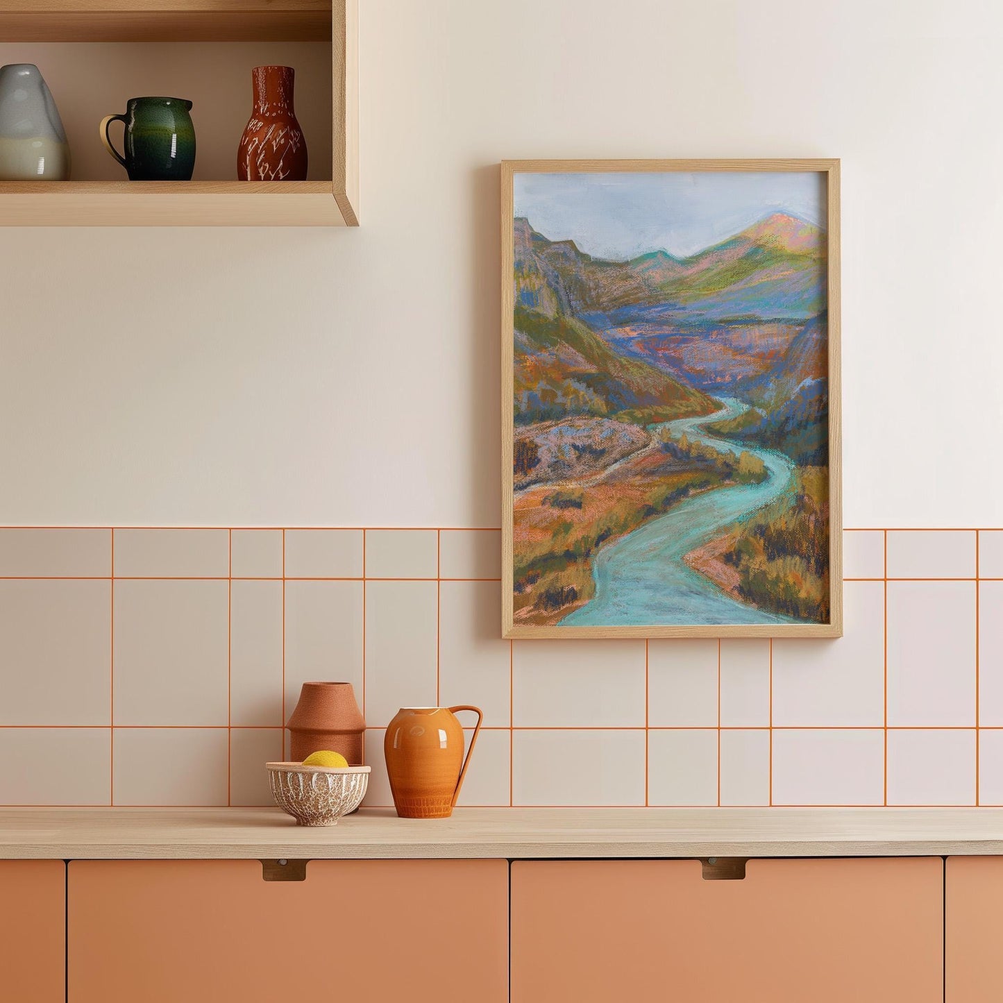 Durango Colorado San Juan Mountains Animas River Oil Pastel Giclee Canvas Print | Terra Cotta Western Desert Landscape Wall Art Original