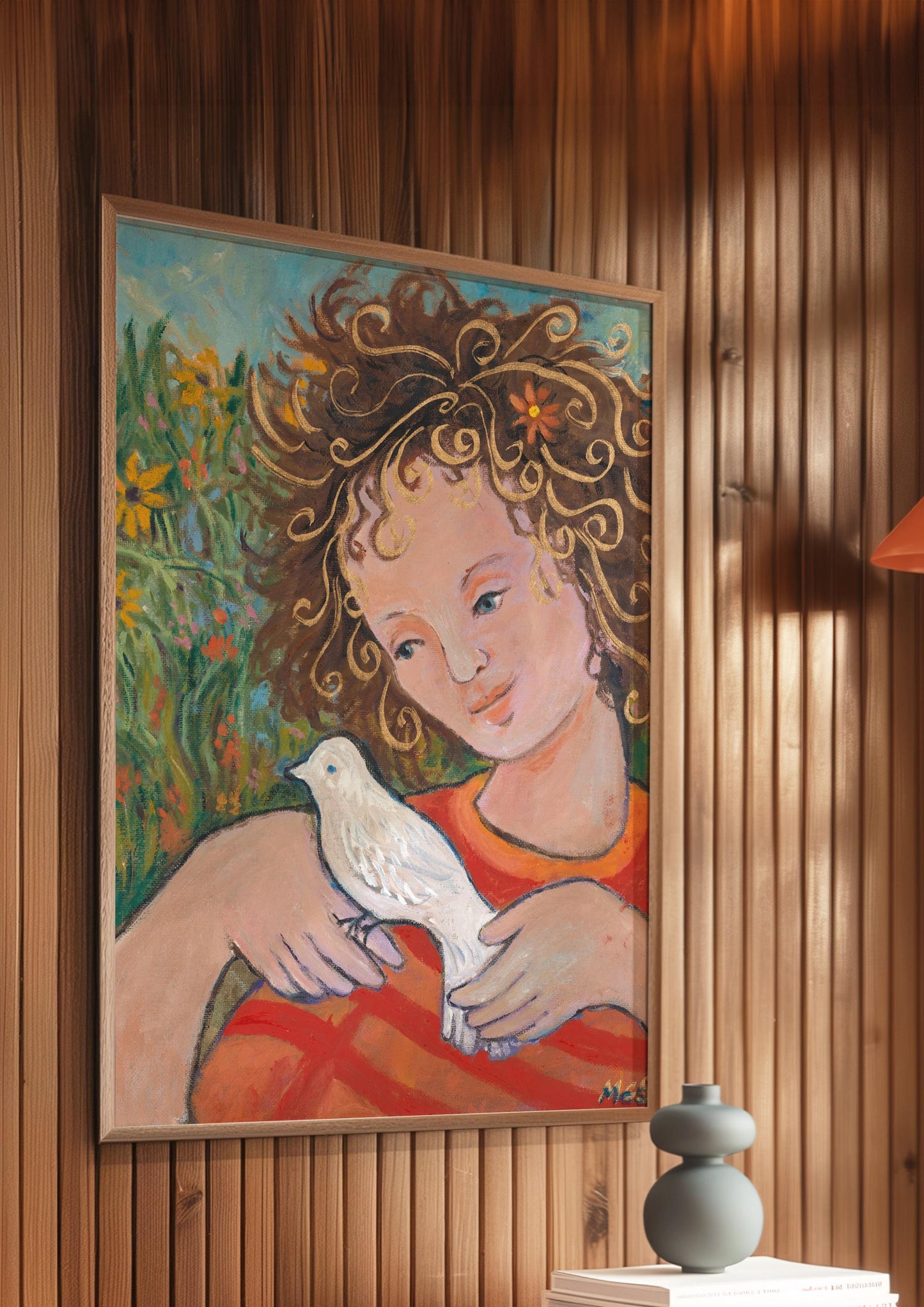 GUEST ARTIST | Abstract Portrait Girl White Dove Painting Giclee Print Whimsical Deco Modern Wall Decor Art Lover Original