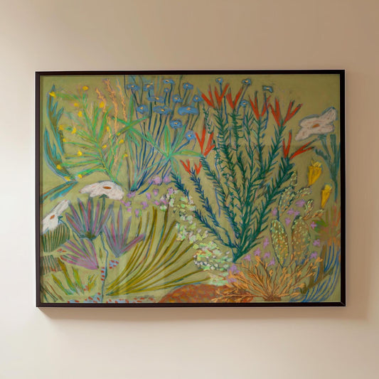 Texas Native Plants Giclee Art Print | Ocotillo Prickly Pear Cactus Poppy Wildflower Boho Southwest Desert Decor Modern Western Aesthetic