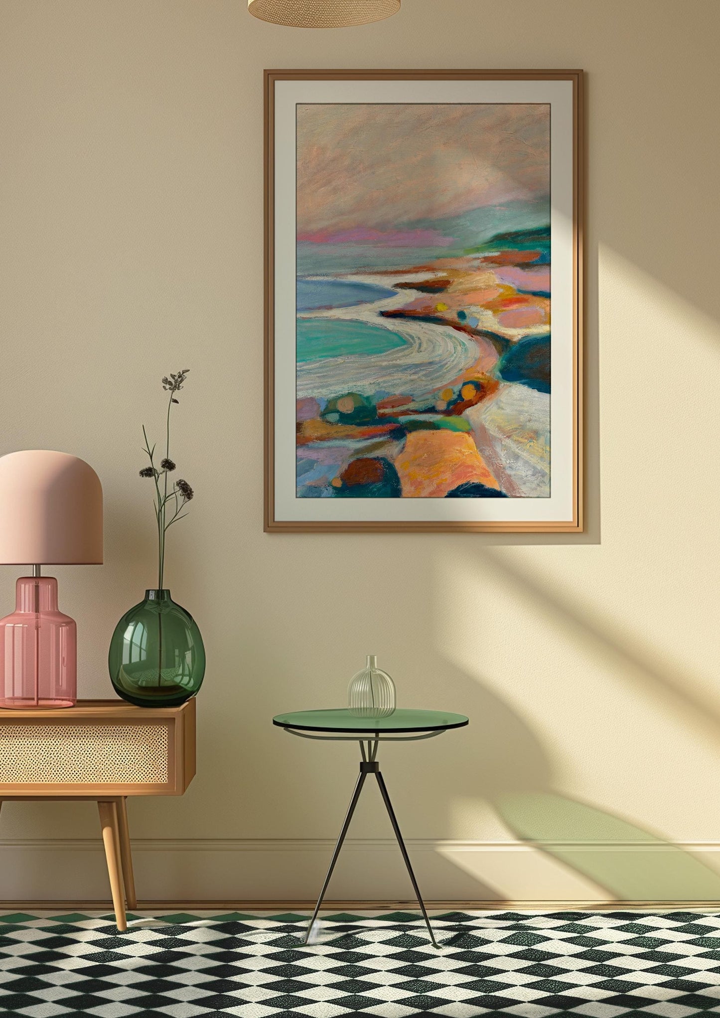 Santa Barbara Coastline | California Oil Pastel Print | Fine Art Wall Décor | Coastal Landscape Gift | Boho Beach Home