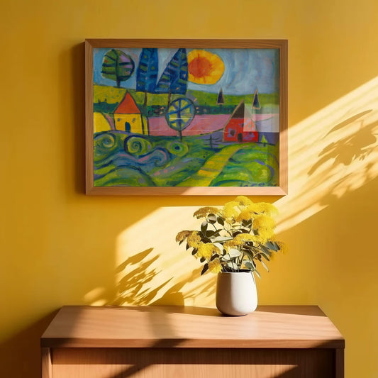 GUEST ARTIST: Whimsical Little House Landscape | Oil Painting Art | Boho Eclectic Home Decor | Nature Inspired Large Unique Canvas Gift