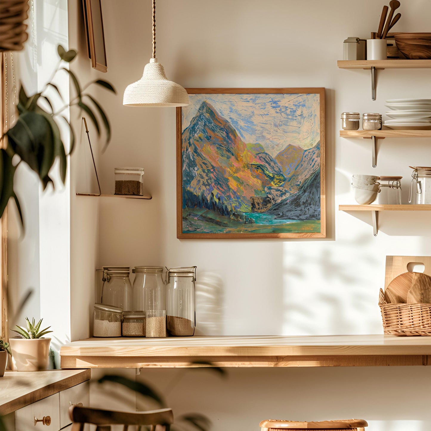 Glacier National Park Oil Pastel Acrylic | Fine Art Print | Nature Inspired Wall Decor | Western Landscape Gift | Large Boho Canvas