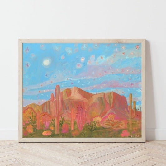 Arizona Superstition Mountains Landscape Print - El Baker Art