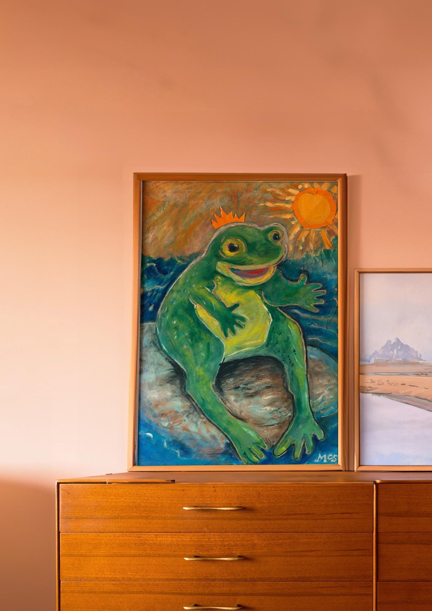 GUEST ARTIST | Frog Crown Prince Original Oil Painting Poster | Kids Bedroom Playroom Decor | Whimsical Nursery Wall Art