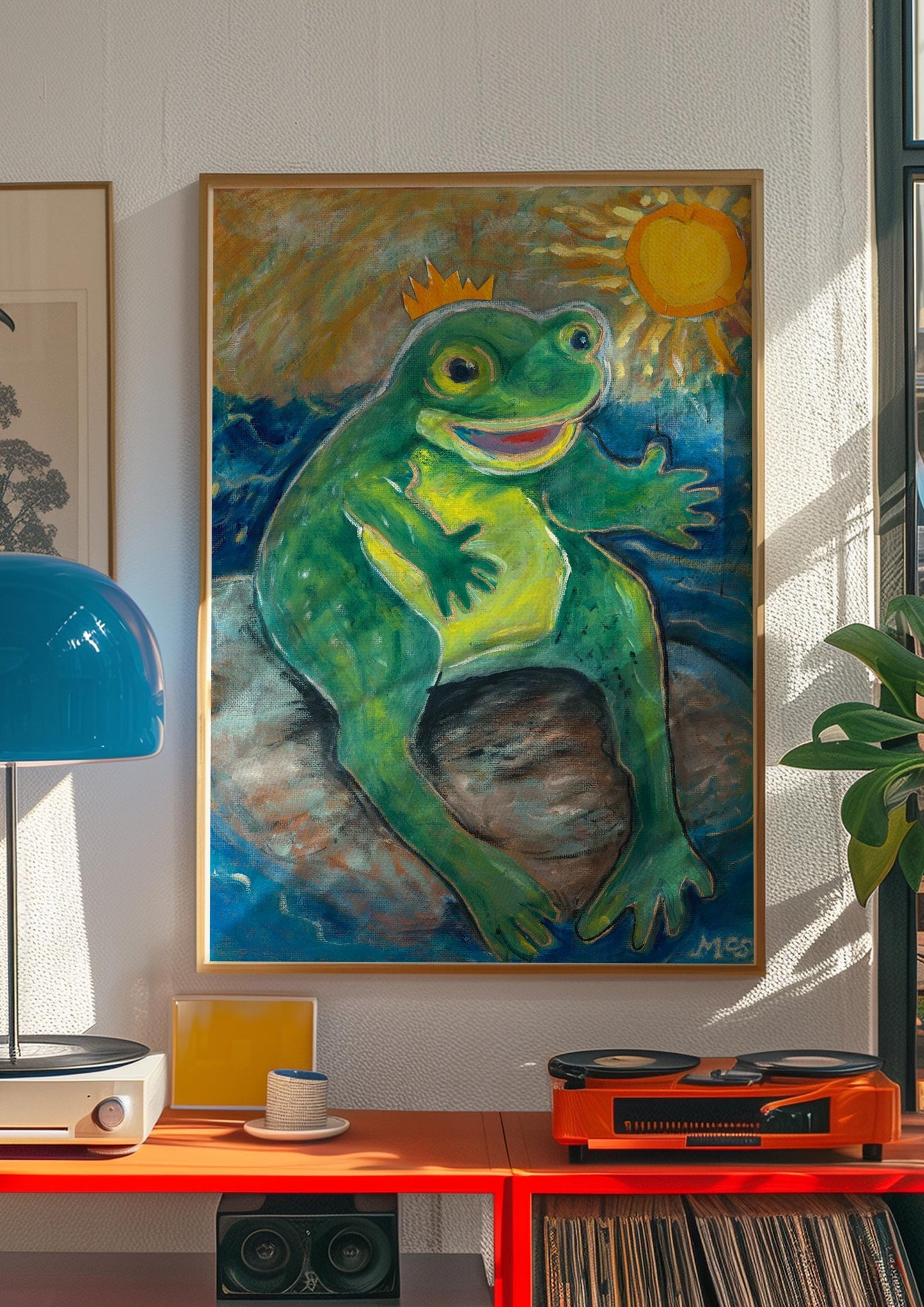 GUEST ARTIST | Frog Crown Prince Original Oil Painting Poster | Kids Bedroom Playroom Decor | Whimsical Nursery Wall Art