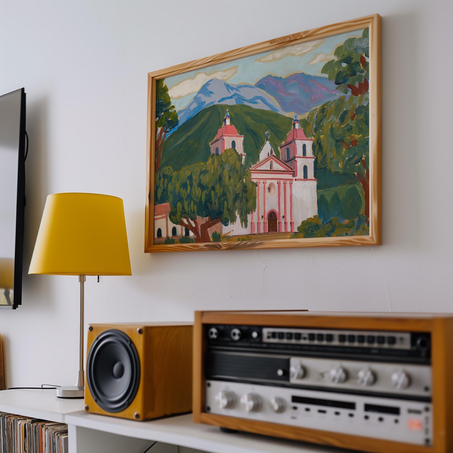 Santa Barbara Mission Print | Vintage California Architecture Poster