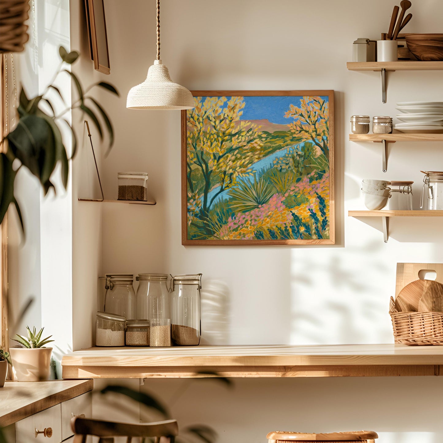 Pedernales River View Giclee Art Print | Austin Texas Hill Country Floral Nature Landscape Wall Decor Boho Southwest Modern Original
