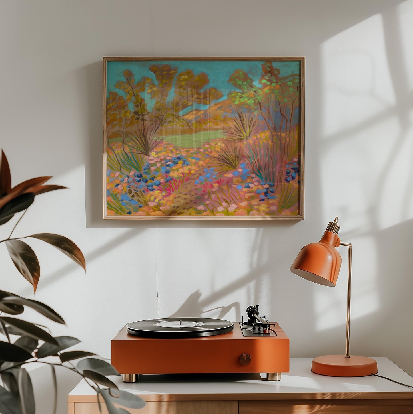 Texas Hill Country River Nature Scene Giclee Art Print | Neutral Neon Pop Abstract Modern Wall Decor Eclectic Boho Southwest Aesthetic