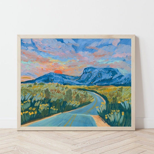 Big Bend Sunset Highway Print - El Baker Art