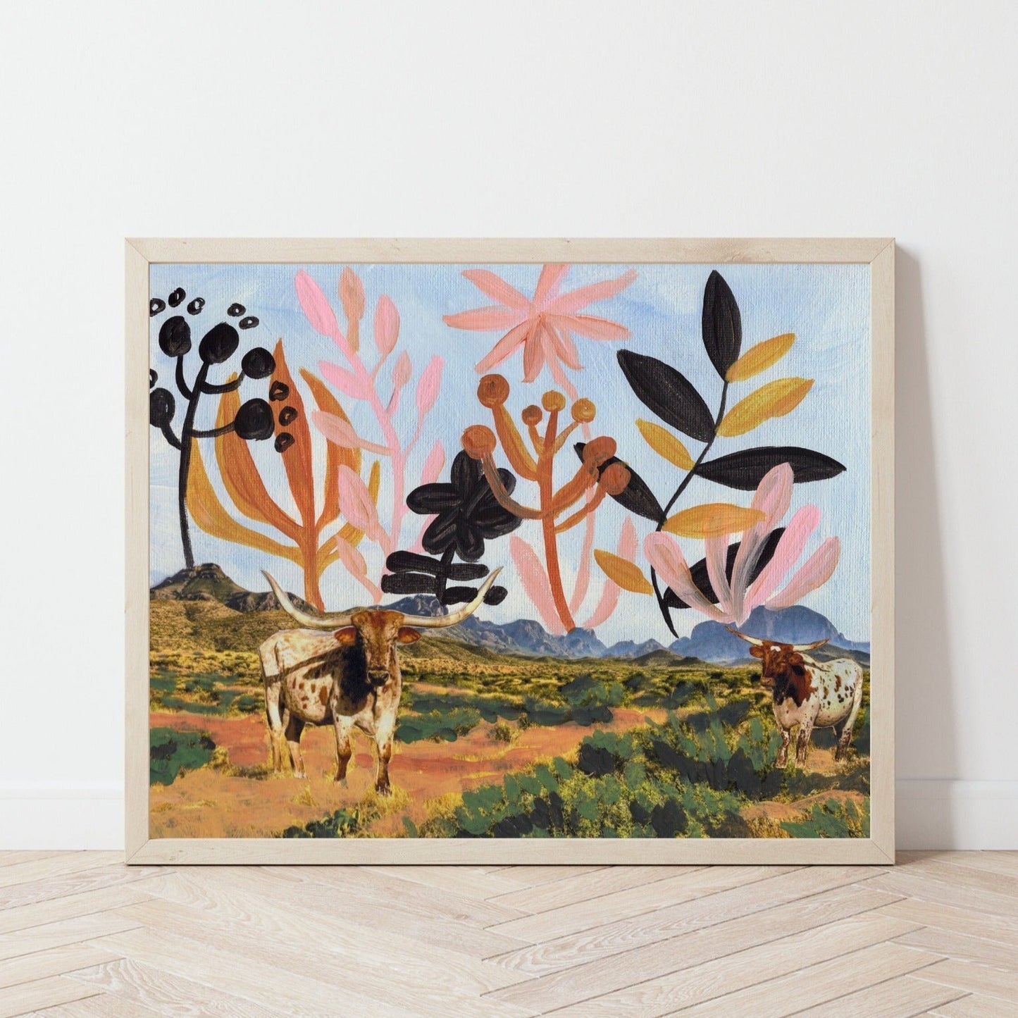 Big Bend Texas Longhorns Collage Print - El Baker Art