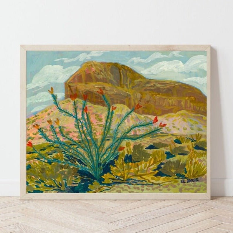 Botanical Ocotillo Western Landscape Print - El Baker Art