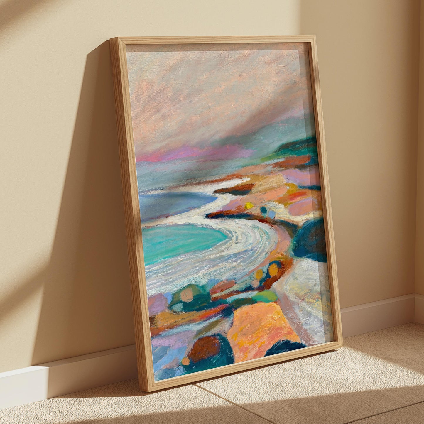 Santa Barbara Coastline | California Oil Pastel Print | Fine Art Wall Décor | Coastal Landscape Gift | Boho Beach Home