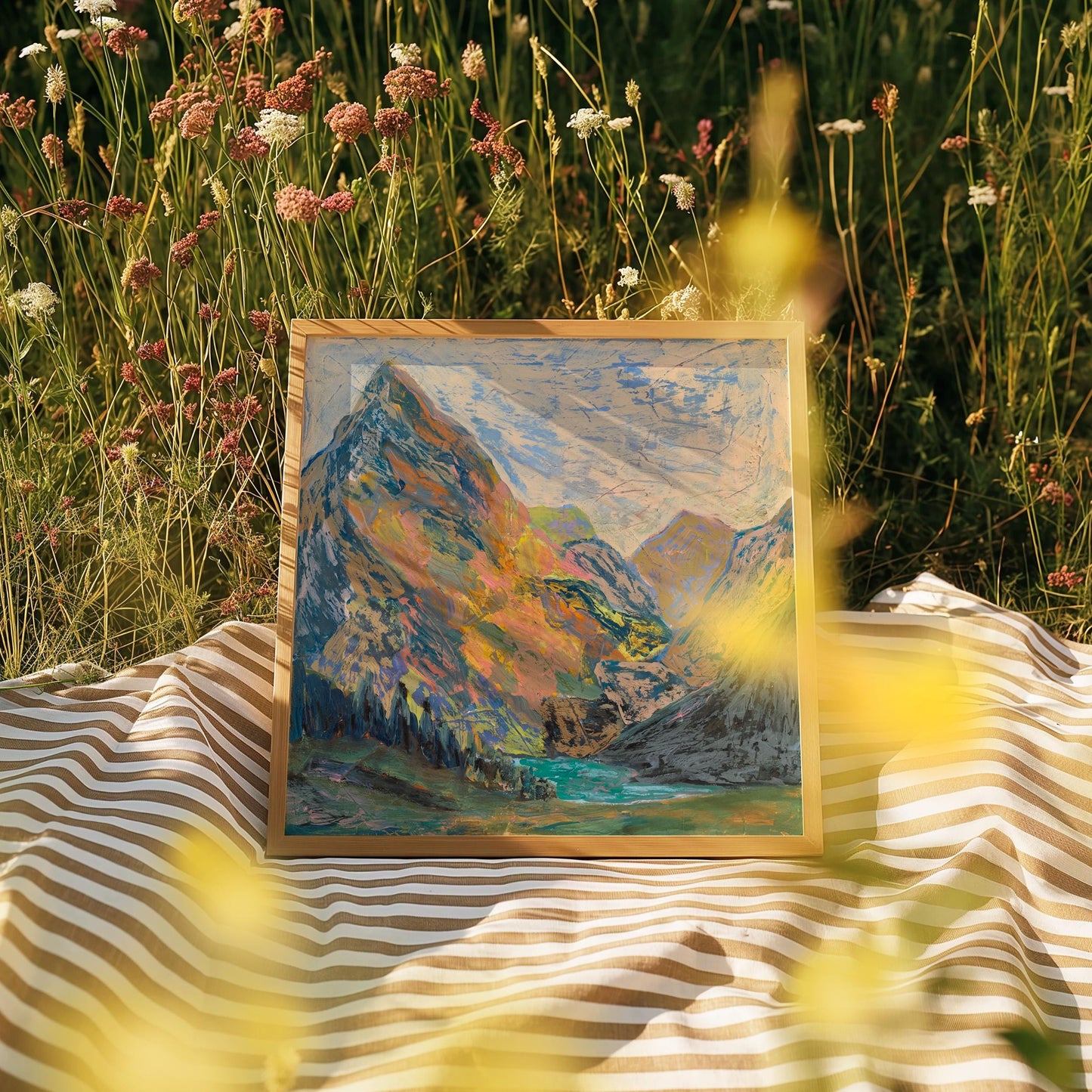 Glacier National Park Oil Pastel Acrylic | Fine Art Print | Nature Inspired Wall Decor | Western Landscape Gift | Large Boho Canvas