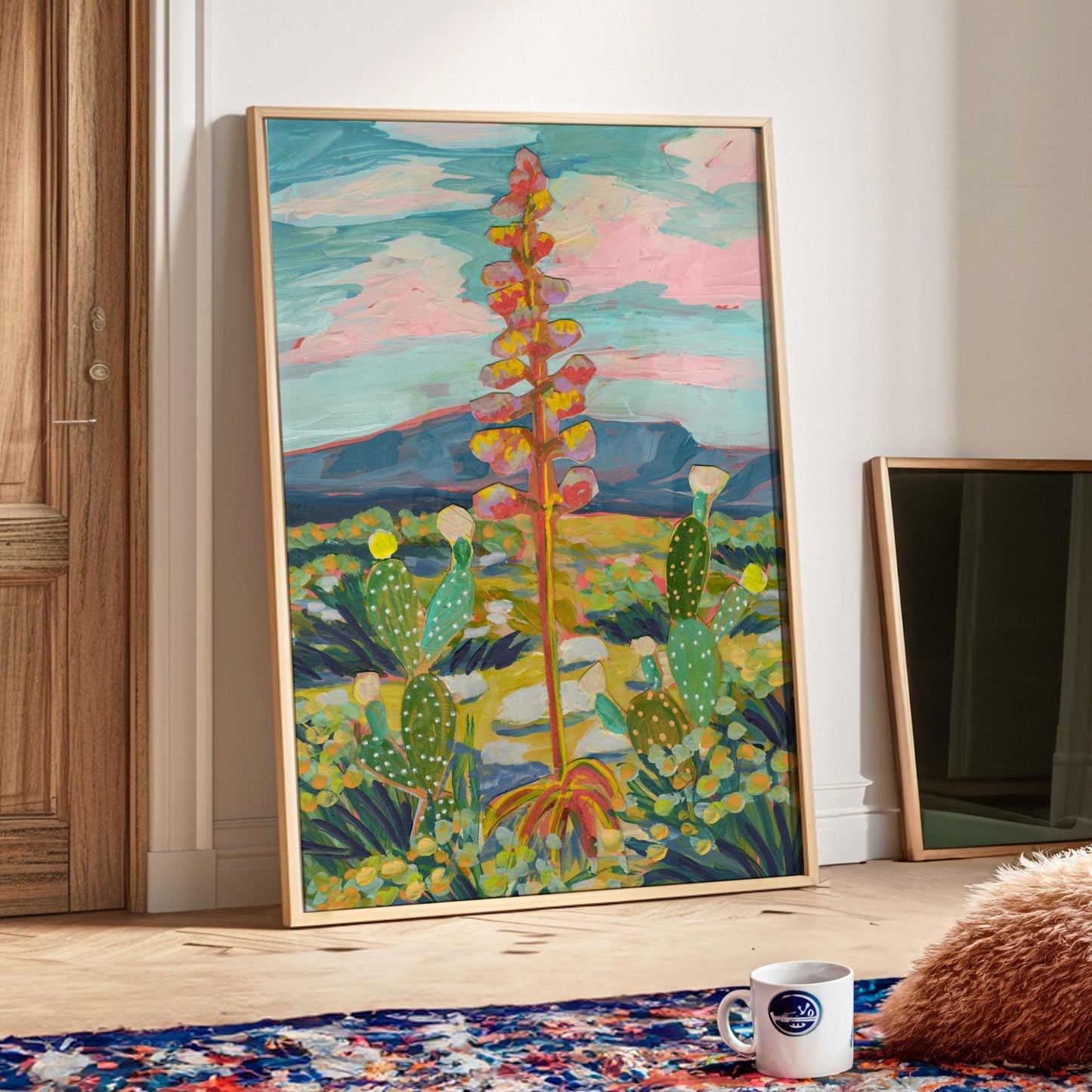 West Texas Landscape Print | Prickly Pear & Century Plant Art