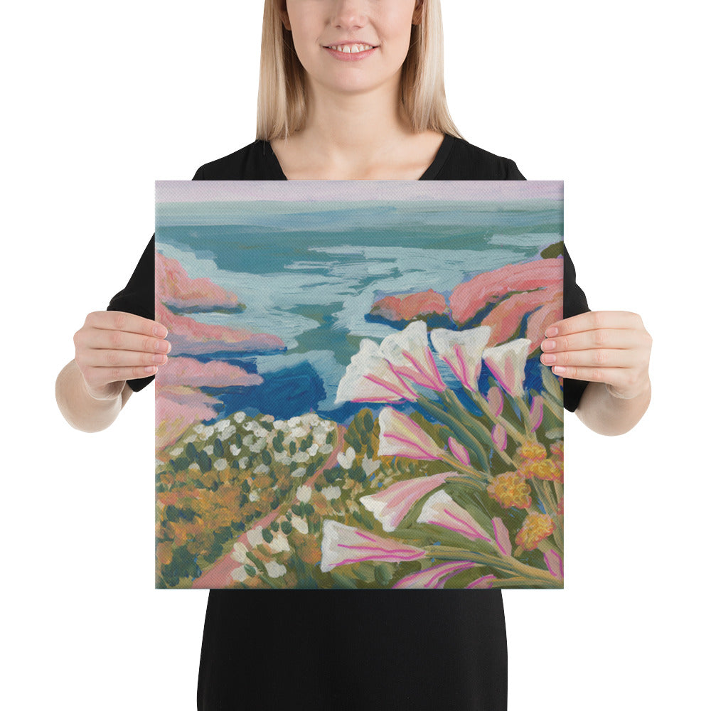 Big Sur California Beach Flowers Canvas Print