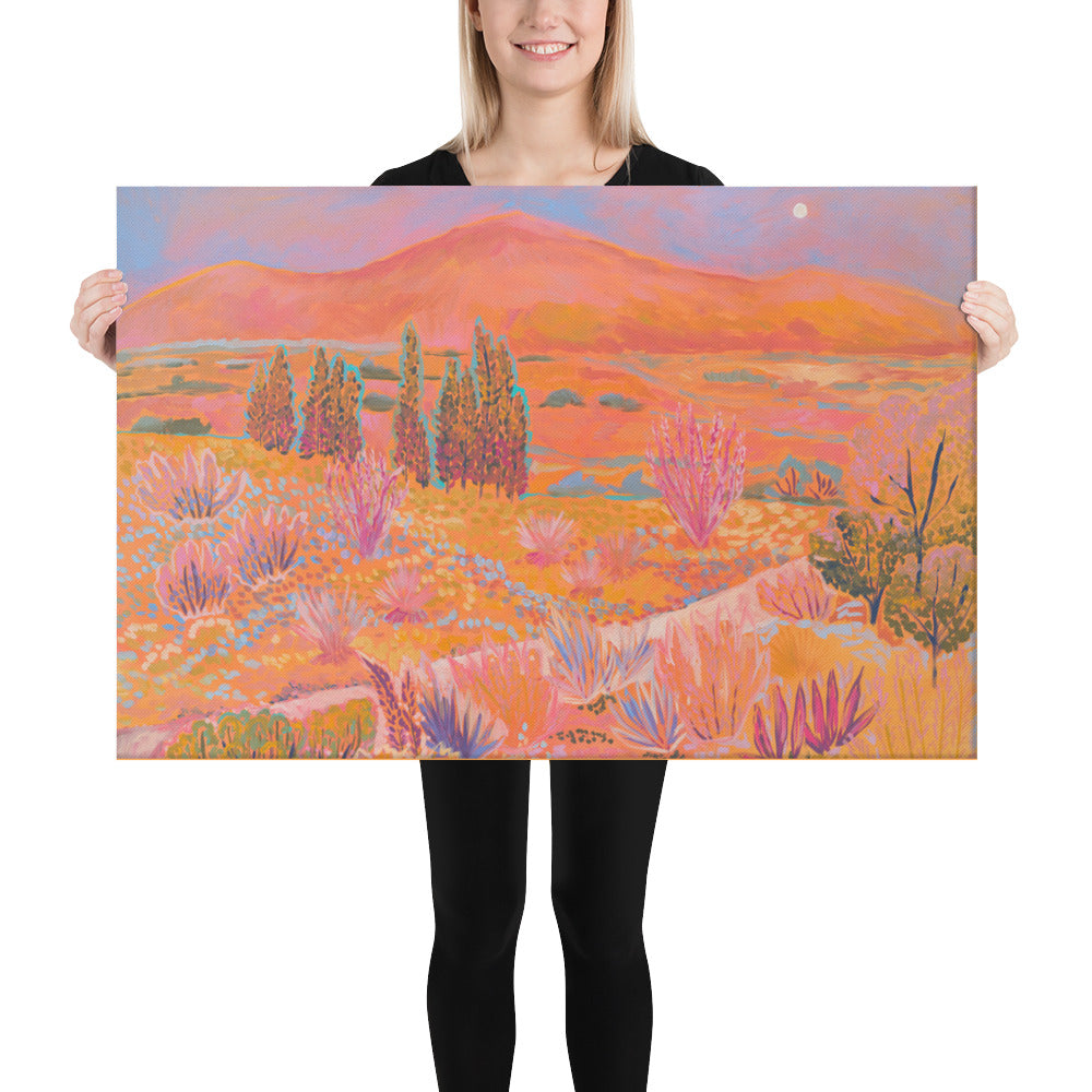 Fluorescent Western Desert Art Canvas Print