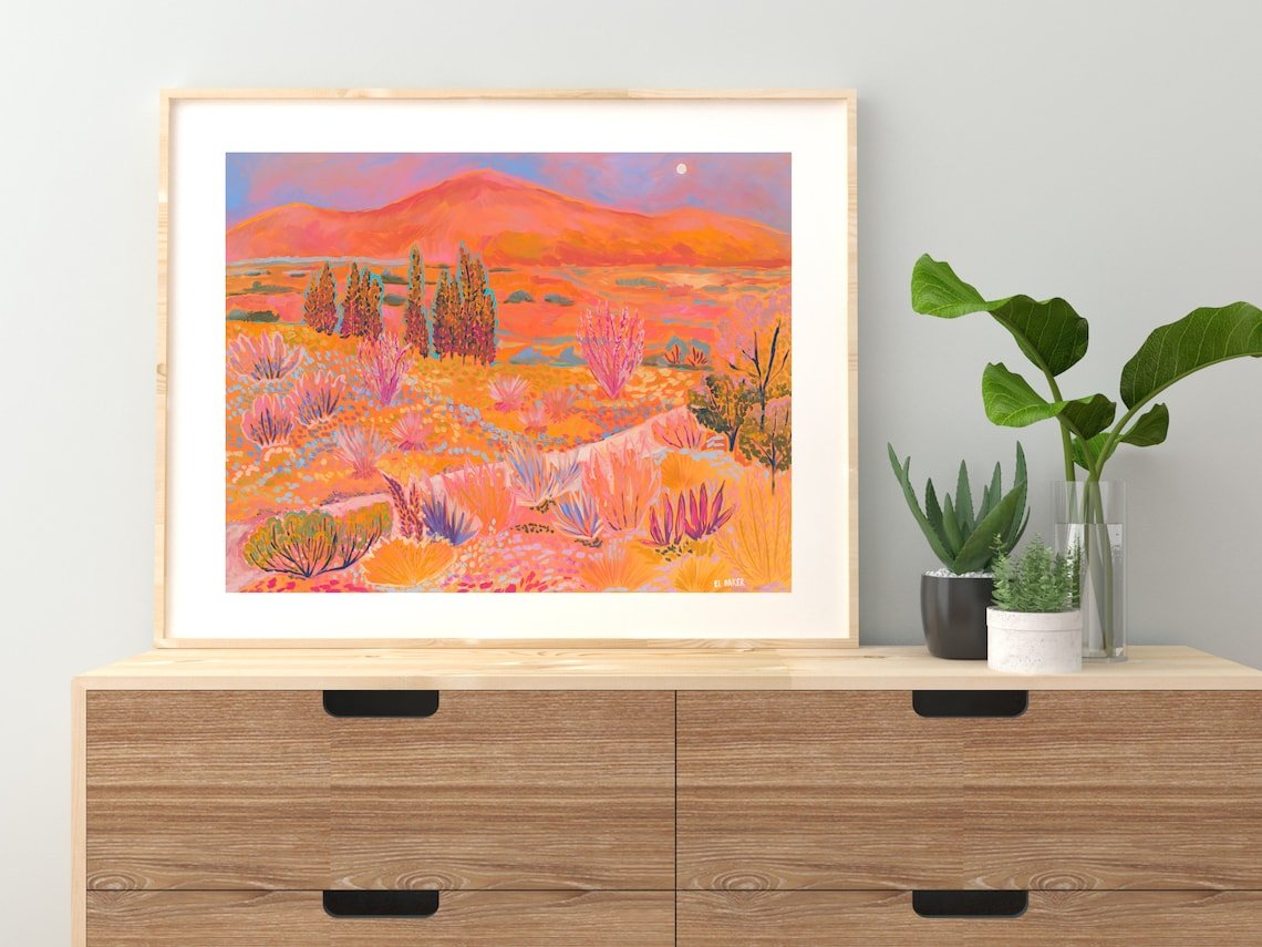 Colorful Western Mountain Desert Print - El Baker Art