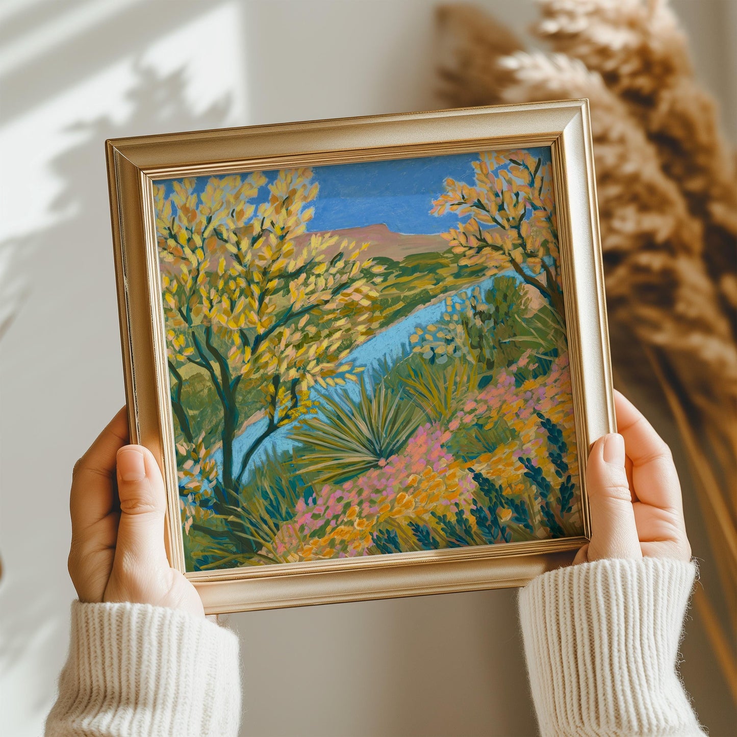 Pedernales River View Giclee Art Print | Austin Texas Hill Country Floral Nature Landscape Wall Decor Boho Southwest Modern Original