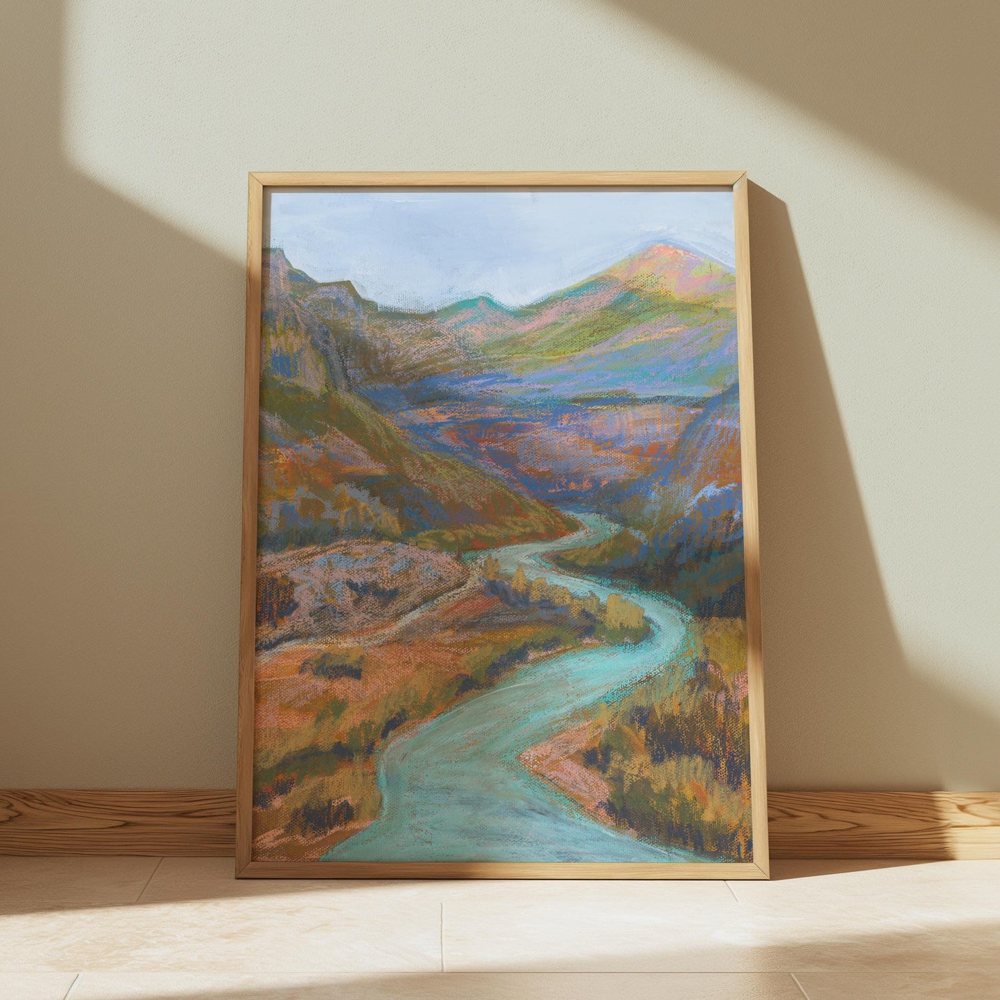 Durango Colorado San Juan Mountains Animas River Oil Pastel Giclee Canvas Print | Terra Cotta Western Desert Landscape Wall Art Original