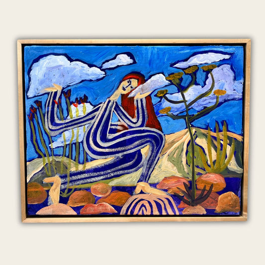 Desert Landscape Female Figure Original Artwork - Framed, 12x16" - El Baker Art