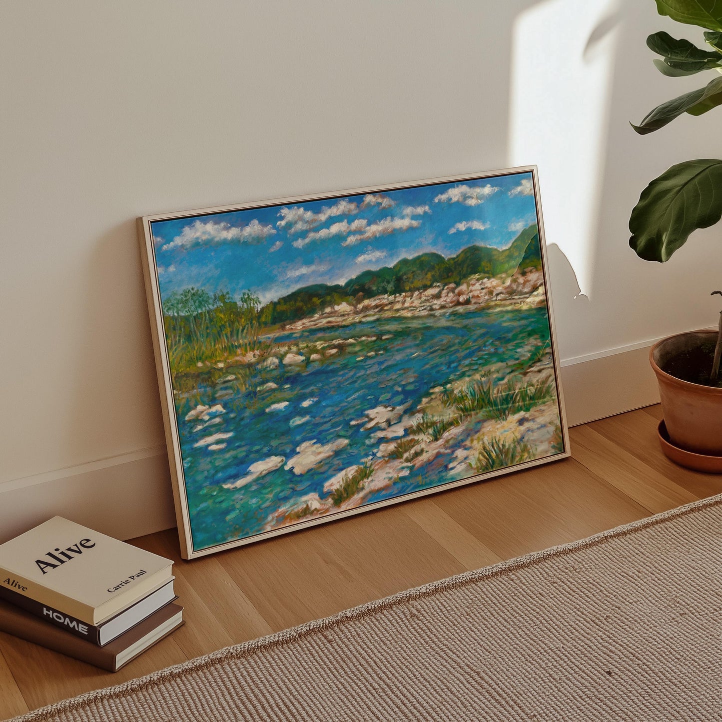 Guest Artist Texas Hill Country Print | Rio Frio Leakey Garner State Park | Landscape Painting | Vintage Nature Art | Retro
