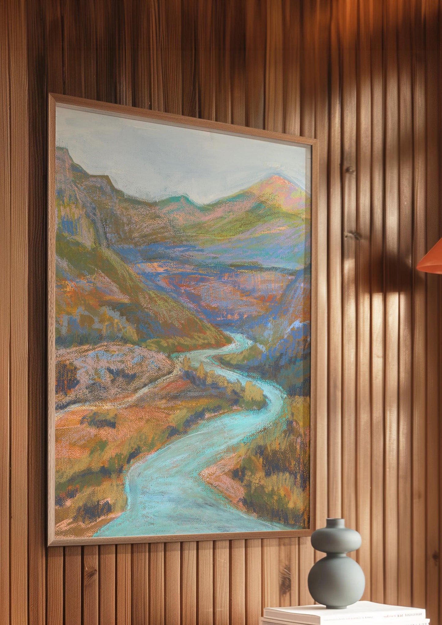 Durango Colorado San Juan Mountains Animas River Oil Pastel Giclee Canvas Print | Terra Cotta Western Desert Landscape Wall Art Original