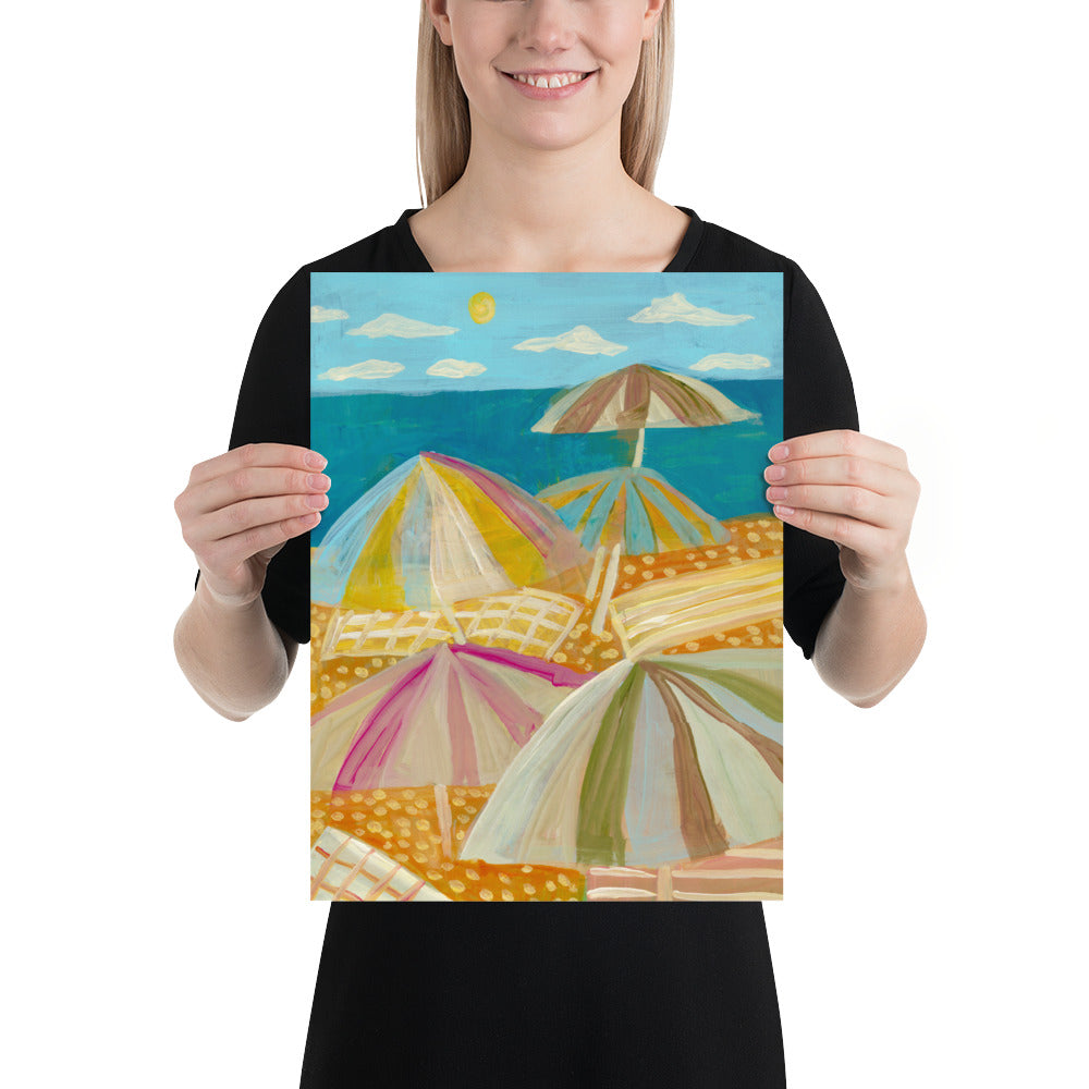Beach Umbrellas California Coastal Print