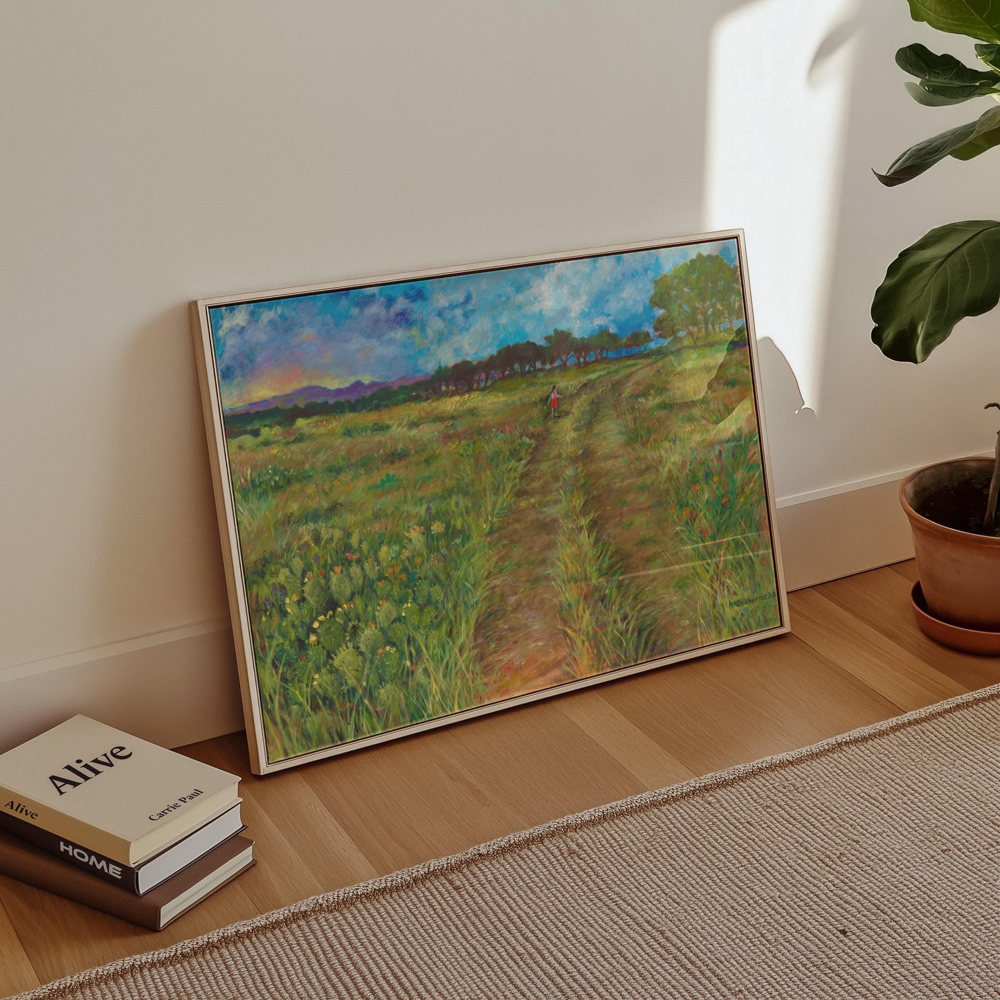 GUEST ARTIST | San Marcos Texas Wildflower Prickly Pear Cactus Nature Trail Landscape | Giclee Print | Botanical Hill Country Boho Southwest