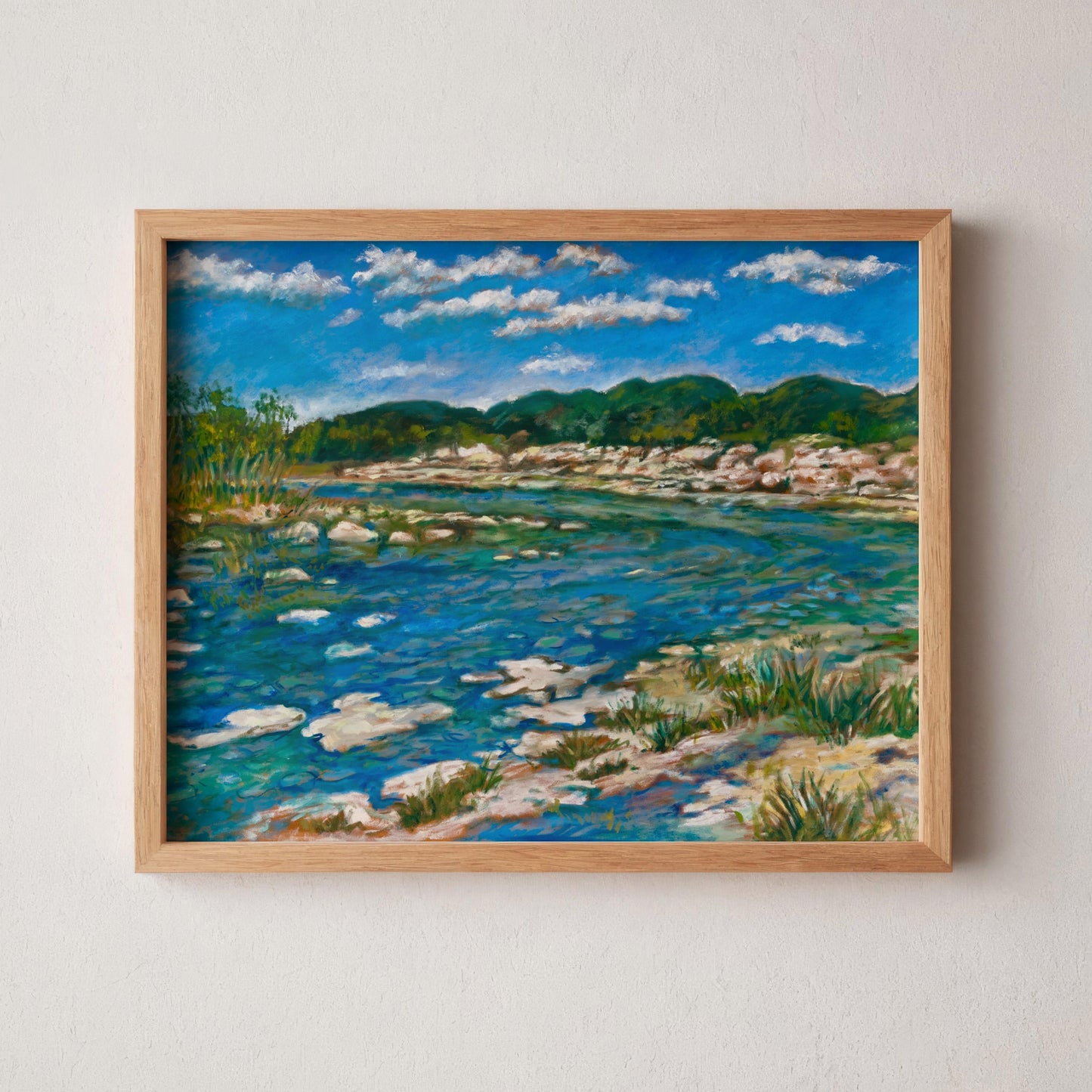 Guest Artist Texas Hill Country Print | Rio Frio Leakey Garner State Park | Landscape Painting | Vintage Nature Art | Retro