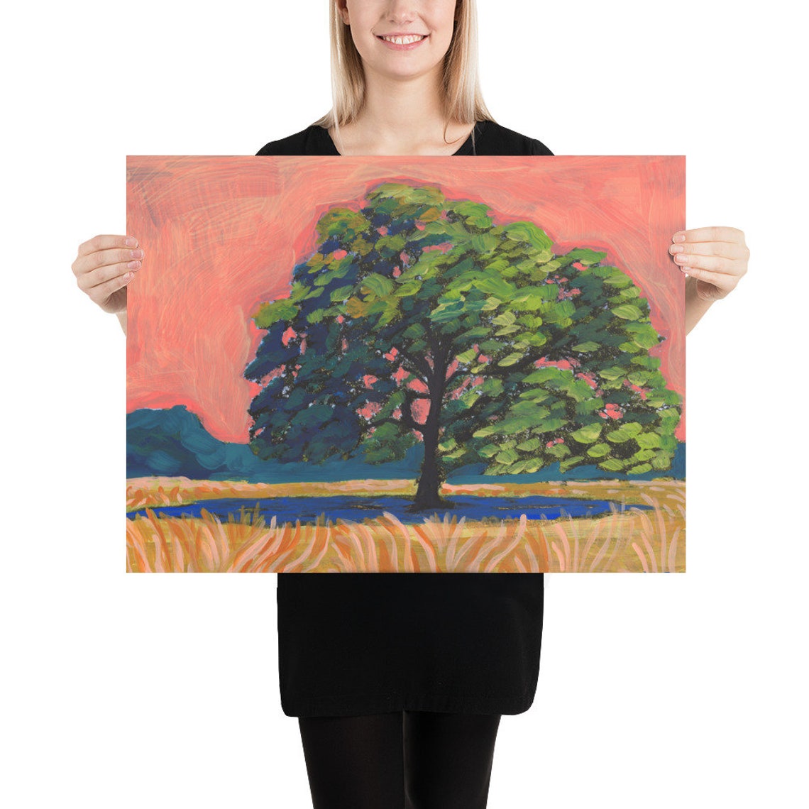 Sunset Texas Live Oak Tree Print
