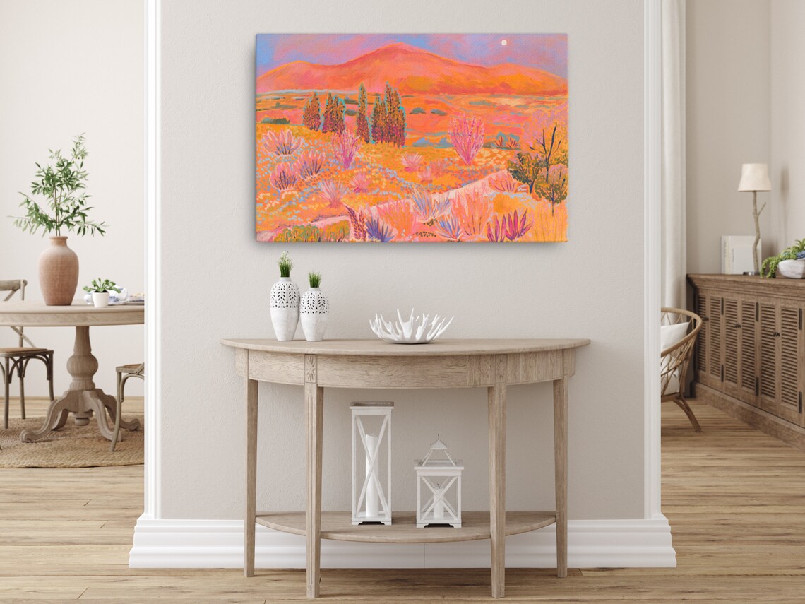 Fluorescent Western Desert Art Canvas Print