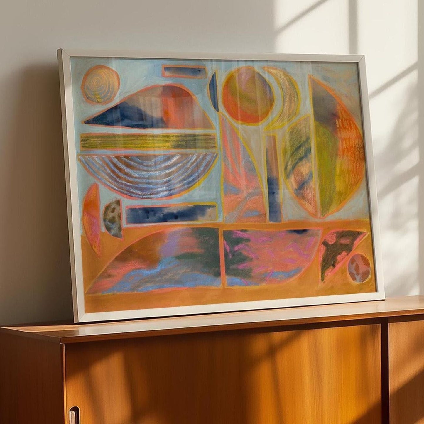 Peach Western Beach Print: Mid-Century Modern Geometric Abstract Art