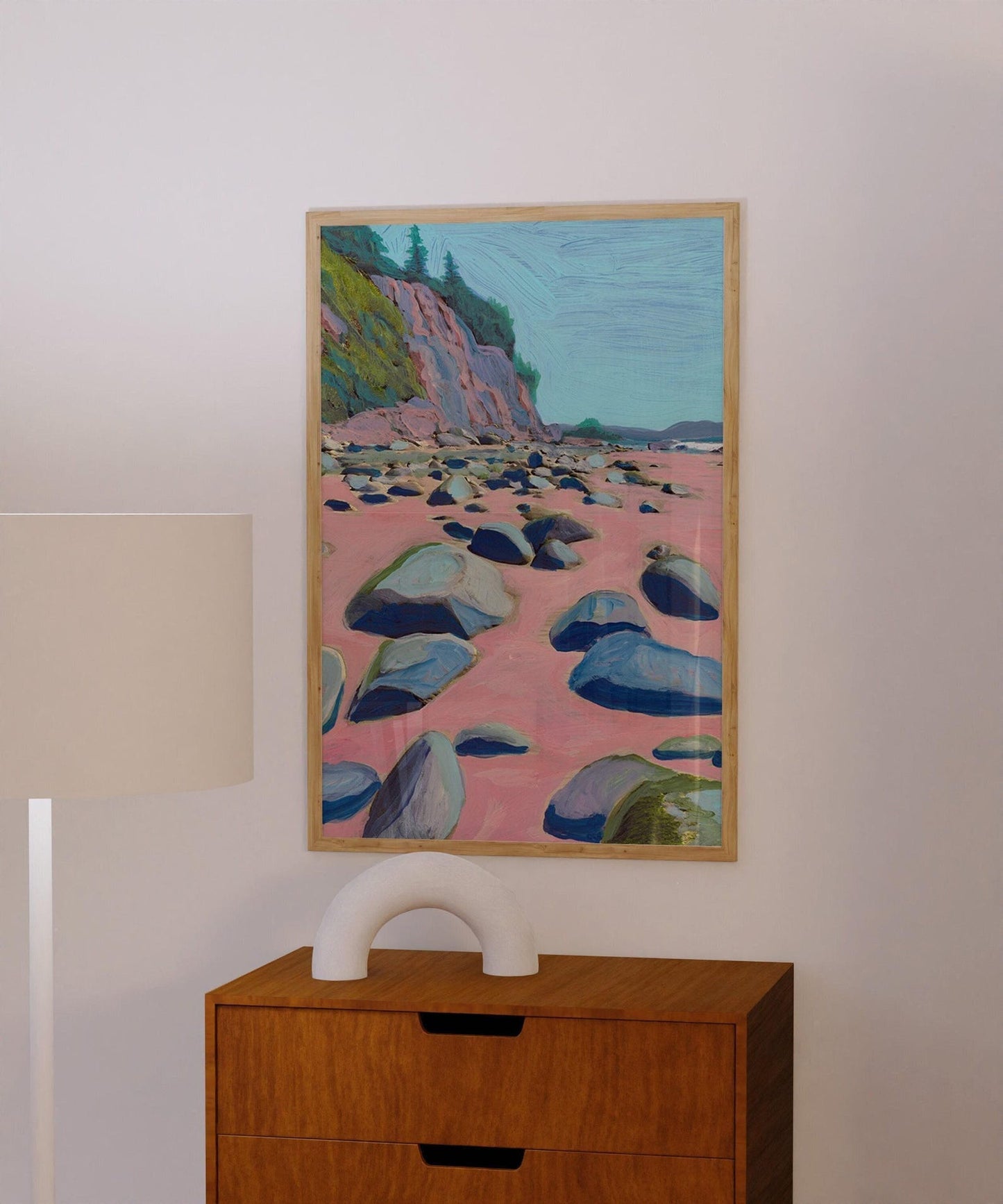 Montecito Beach Rocks Art Print: Vintage California Coastal Painting