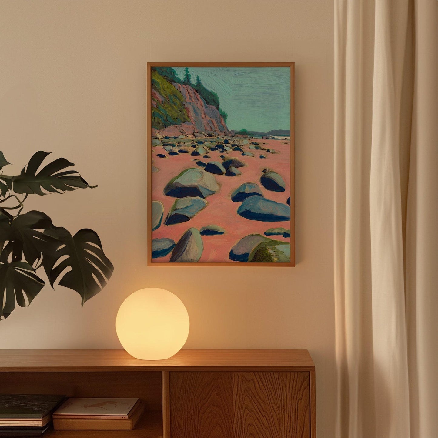 Montecito Beach Rocks Art Print: Vintage California Coastal Painting