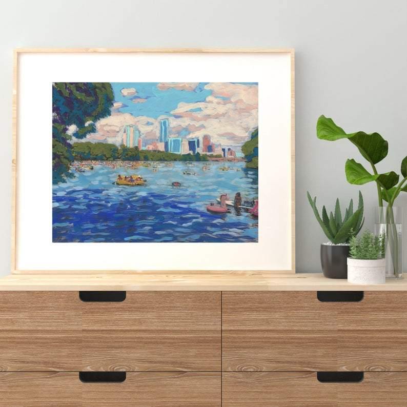 Lady Bird Lake Austin Print - El Baker Art