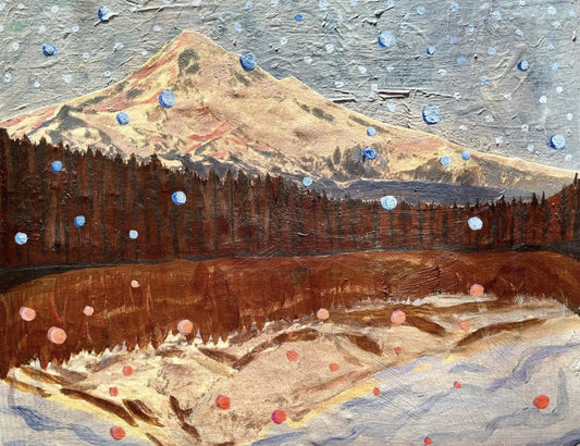 Mt Hood Collage Original Artwork - With Frame, 8x10" - El Baker Art