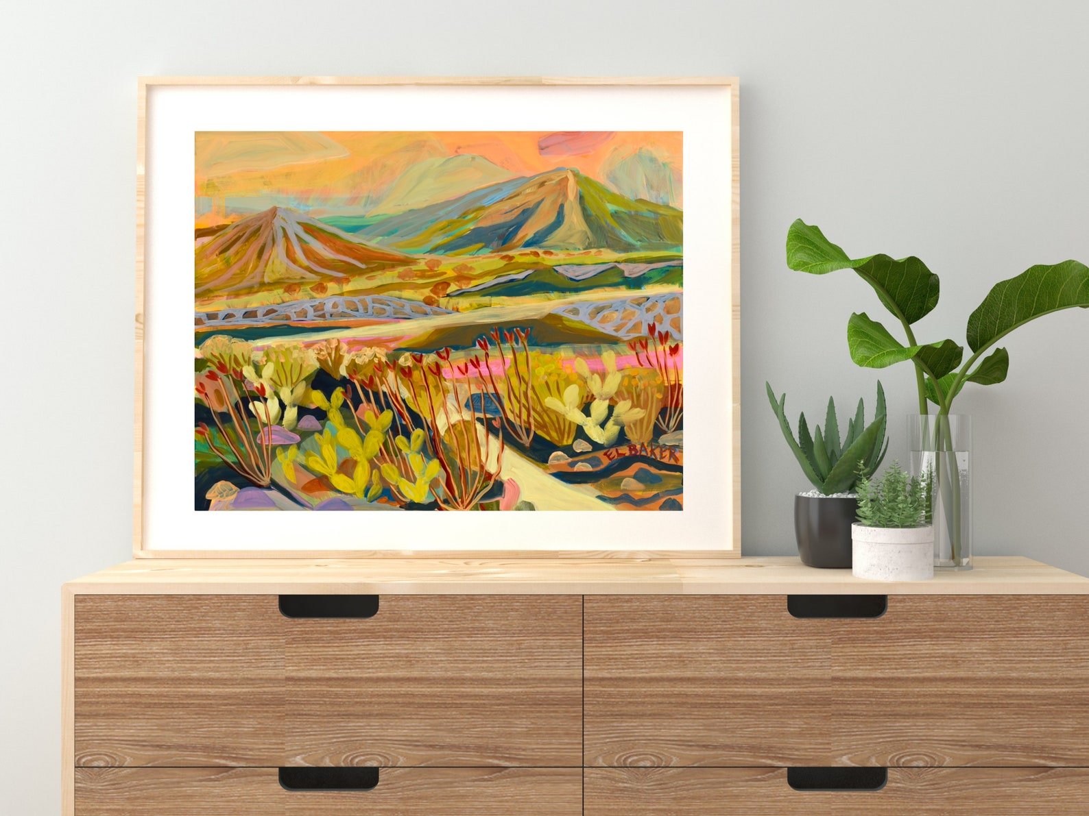 Peach Desert Landscape Print - El Baker Art