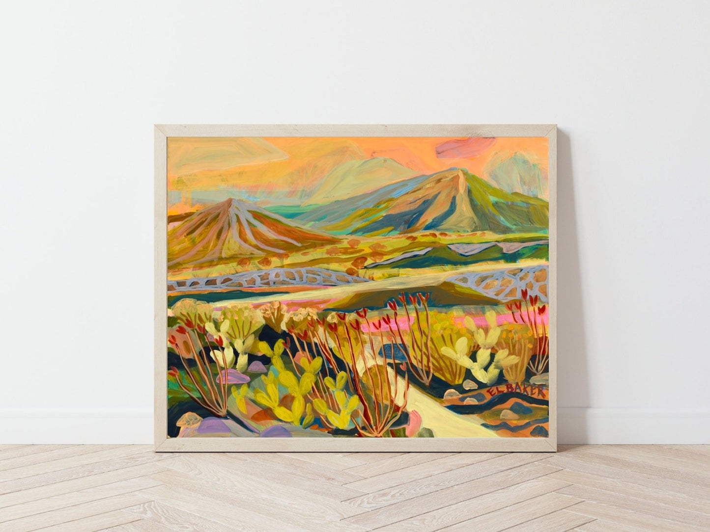 Peach Desert Landscape Print - El Baker Art