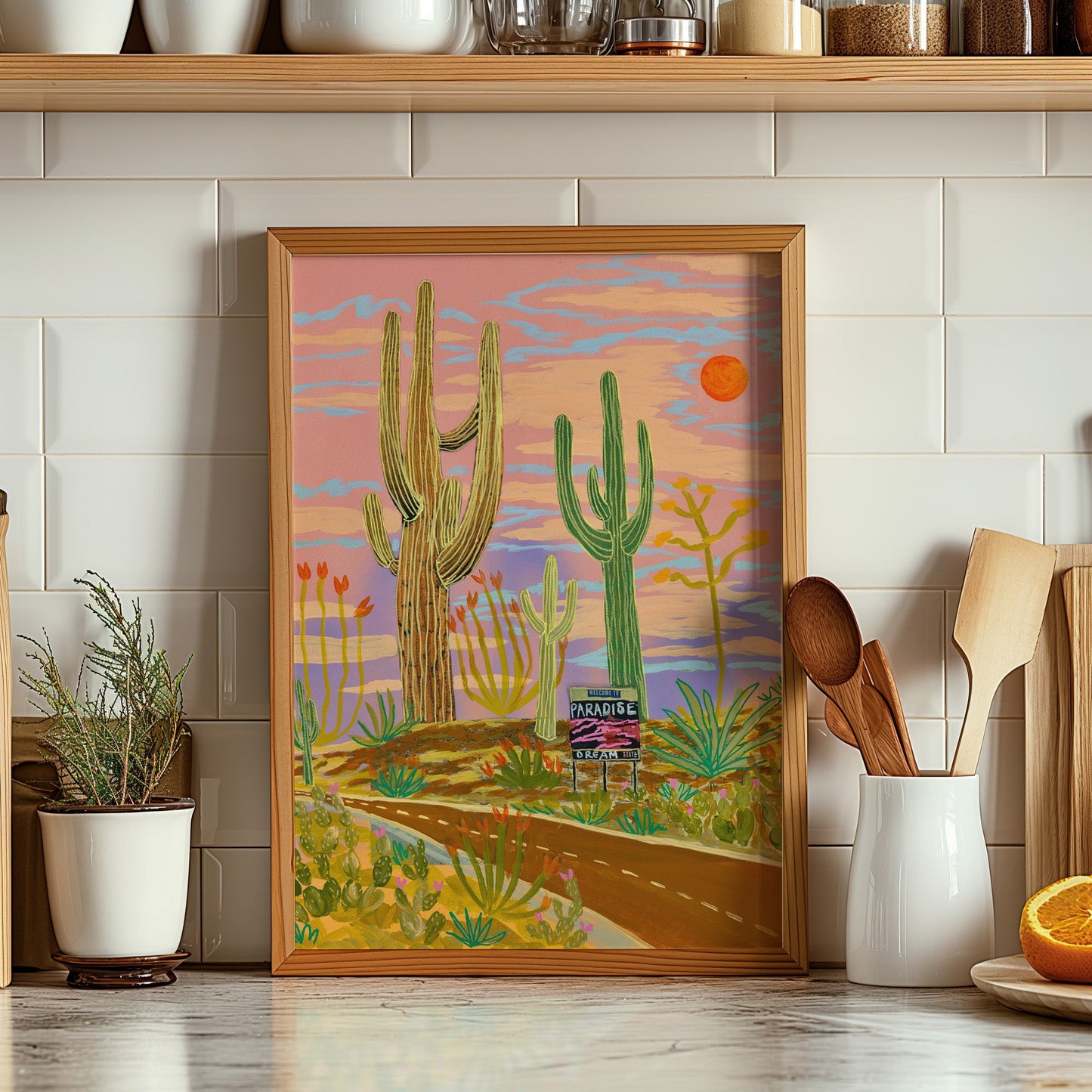 Saguaro Cactus Highway Wall Art Print - El Baker Art